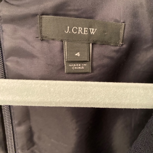 J. Crew Dark Navy wool V Neck Crepe Sheath Dress Lined 4 - Picture 8 of 9